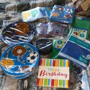 All-Star Sports Party Supplies Set with Blue and Green Accents